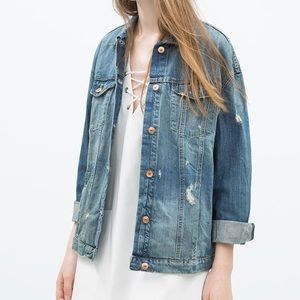 Zara Distressed Jean Jacket